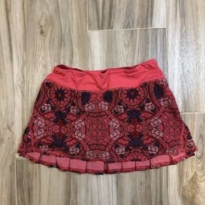 Lululemon‎ Pace Setter Prisma Guava Lava Pink Floral Tennis Skirt Skort Size 4